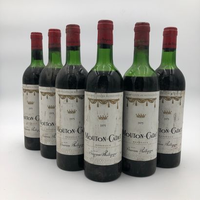 null 6 bouteilles Mouton Cadet 1975 Bordeaux 

(N. 1 tlb, 3 lb, 1 me, 1 b, E. a,...