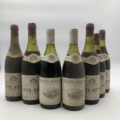 null 7 bouteilles : 5 Côte-Rôtie 1971 LF de Vallouit, 2 Saint-Joseph 1984 L; de Vallouit...