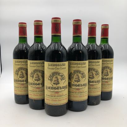 null 6 bouteilles Château Angelus 1986 1er GCC (A) Saint-Emilion 

(N. tlb à lb,...