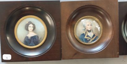 null Lot de 3 MINIATURES peints des portraits de la Fayette, Comtesse Waleska et...