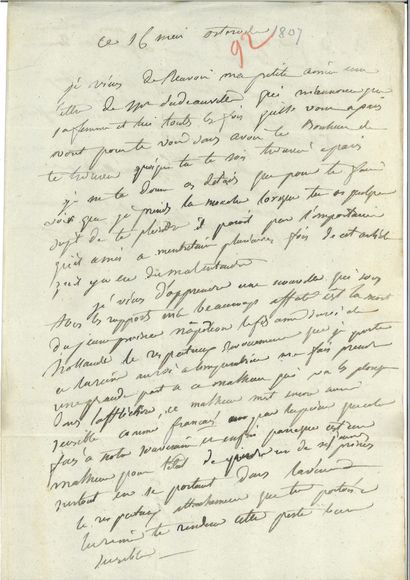  DAVOUT (Louis-Nicolas). Lettre autographe signée à son épouse Aimée Leclerc. Osterode...