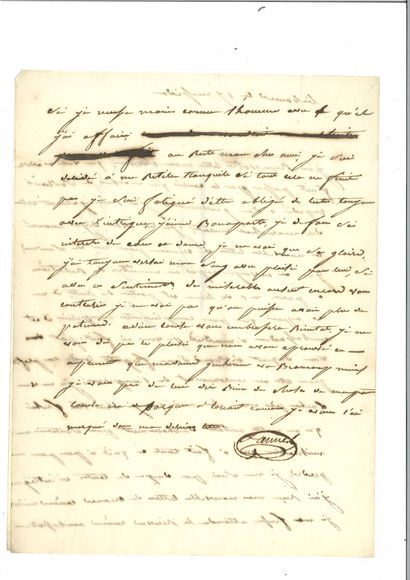  LANNES (Jean). Lettre autographe signée à son beau-père François-Scholastique Guéheneuc....