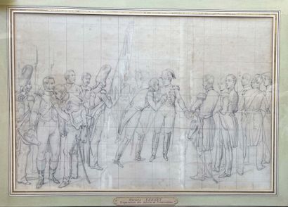 null HORACE VERNET (1789-1863) Les adieux de Napoléon à la Garde impériale à Fontainebleau,...