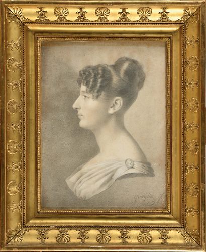 null FERNANDO QUAGLIA (1780-1853) The Queen Julie Clary, in profile bust, circa 1824....