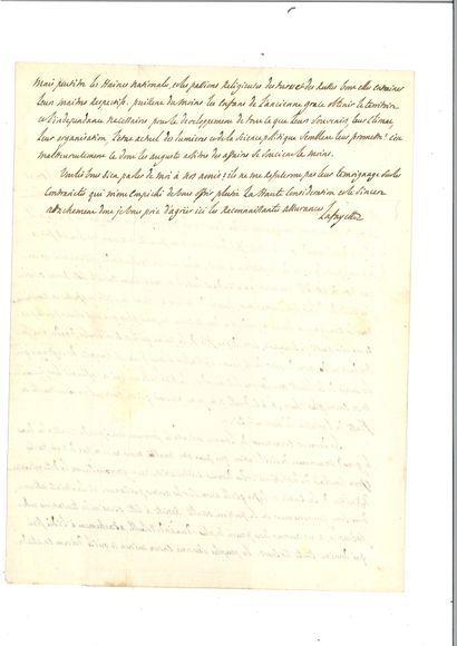 null . LA FAYETTE (Gilbert Du Motier de). Autograph letter signed to William Roscoe....