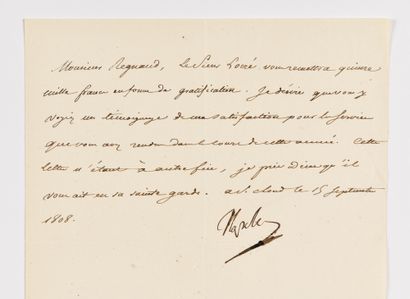  NAPOLÉON Ier. Lettre signée « Napole », adressée à Michel-Louis-Étienne Regnaud...