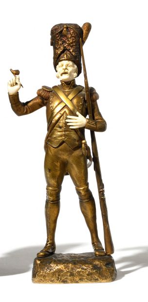 null GEORGES OMERTH (ACTIF ENTRE 1895 ET 1925) « Le joyeux grenadier » En bronze...