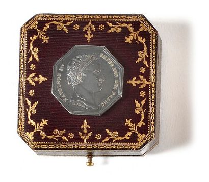 null NAPOLEON THE FIRST EMPEROR OF THE FRENCH AFTER TIOLIER. F. Octagonal silver...