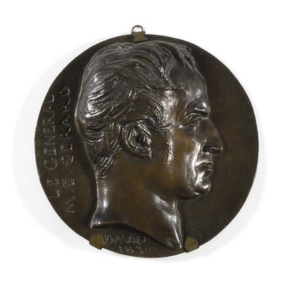  DAVID D’ANGERS Le Général Gérard (1773-1852) de profil. Médaillon rond en bronze...