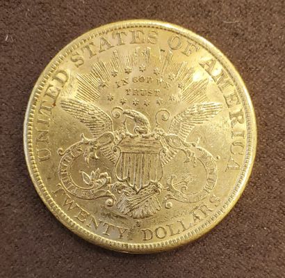 null Pièce "Liberty" de 20 dollars américain or de l'année 1898. Poids : 33, 45 ...