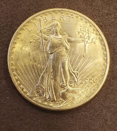 null Pièce "Liberty" de 20 dollars américain or de l'année 1920. Poids : 33, 50 ...