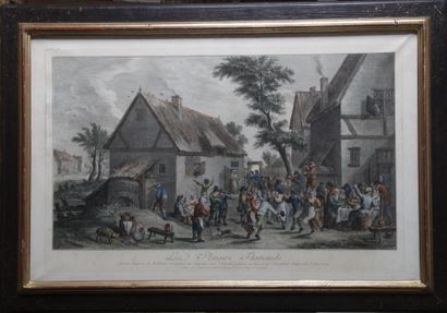 null D’APRÈS TENIERS « Les plaisirs flamands », gravée d’après le tableau original...