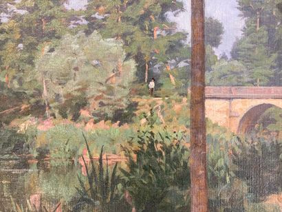 null JULES ROUSSET (1840-1921), Petit pont de Champ-sur-Yonne 

Huile sur toile

Signée...