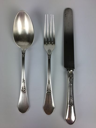 null silver cutlery set including twelve large cutlery and twelve table knives, steel...