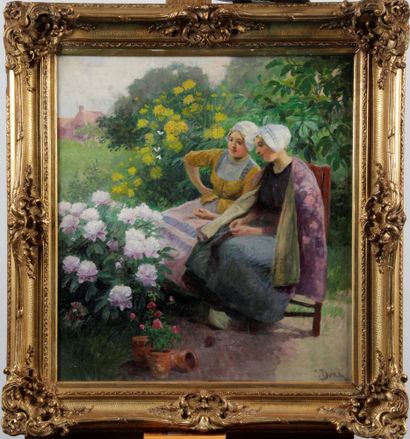 null C. DUXA (1871-1937), Austrian School "Resting in the Garden

Oil on canvas signed...