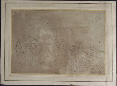  Attribué à Domenico CANUTI (Bologne1625-1684)	 _x000D_ 
Intérieur de palais animé_x000D_...