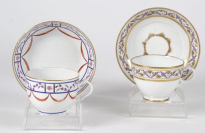 null PORCELAINE DE PARIS.

Lot de deux tasses et sous-tasses, en porcelaine à décor...