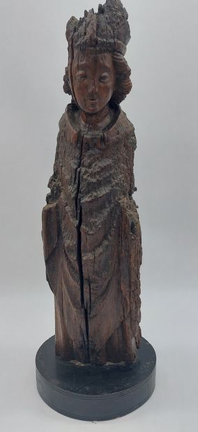 null WOODEN SCULPTURE representing Saint Jacques de Compostelle on its blackened...