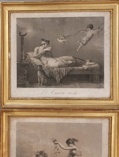 null 
SUITE DE QUATRE GRAVURES , "Histoire de l'amour", 30 x 36 cm 

(rousseurs)...