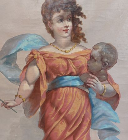 null late 19th century school 

Two Allegories 

Pair of oil on canvas 

96 x 75...