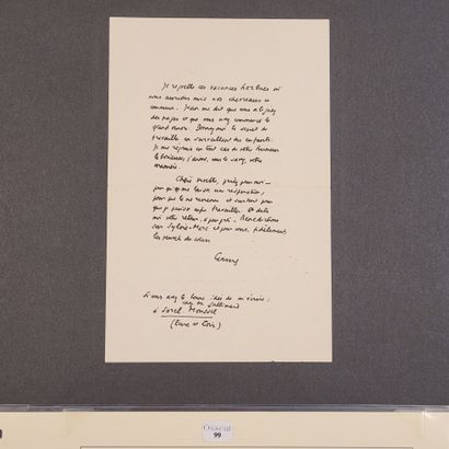 null CAMUS (Albert). Lettre autographe signée « Camus » à Vivette Perret. S.l., 15...