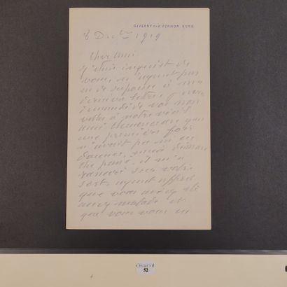 null MONET (Claude). Lettre autographe signée [à Gustave Geffroy]. Giverny (Eure),...