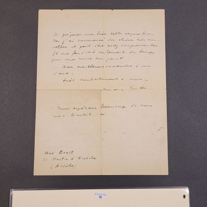 null ERNST (Max). Lettre autographe signée « Max Ernst » en deux endroits, adressée...