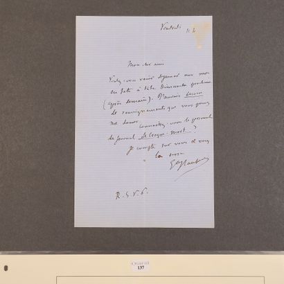 FLAUBERT (Gustave). 2 lettres autographes...