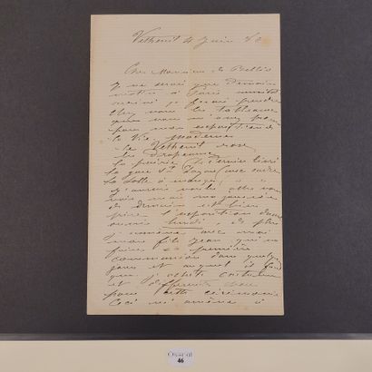 null MONET (Claude). Lettre autographe signée « Claude Monet » à Georges de Bellio....