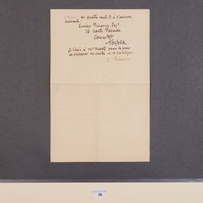 null PISSARRO (Camille). Lettre autographe signée à Paul Durand-Ruel. Éragny-sur-Epte...
