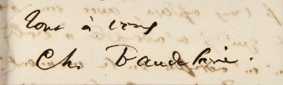 null BAUDELAIRE (Charles). Lettre autographe signée « Ch. Baudelaire » à Arsène Houssaye....