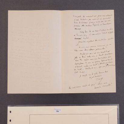 null FLAUBERT (Gustave). Autograph letter signed to Edmond Laporte. [Croisset], "Saturday"...