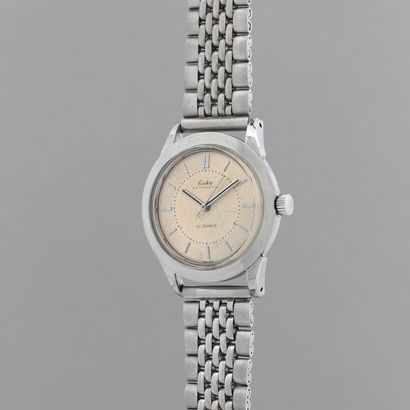 null ESKA

Automatic.

Ref : 11793.

Circa: 1950.

Steel bracelet watch, Swiss case....