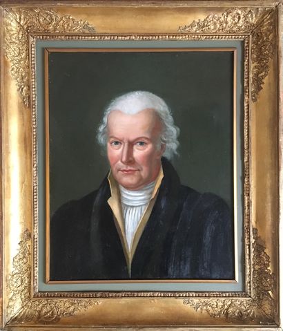 null ECOLE FRANCAISE du début XIXe siècle 

Portrait d'homme aux cheveux blancs 

Huile...