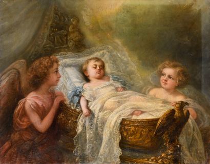 null ECOLE FRANÇAISE du milieu du XIXe siècle

Le prince impérial endormi contemplé...