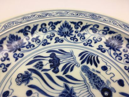 null CHINE

Plat creux en porcelaine bleu et blanc à décor de carpes, lotus et branchages.

Marque...