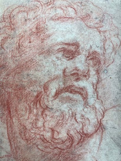null ECOLE ITALIENNE du XVIème siècle 

Tête d'homme barbu de trois quarts 

Sanguine...