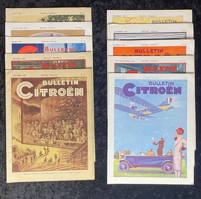 Bulletin Citroen Janvier à Décembre 1928. Série complète de 10 bulletins Citroën....