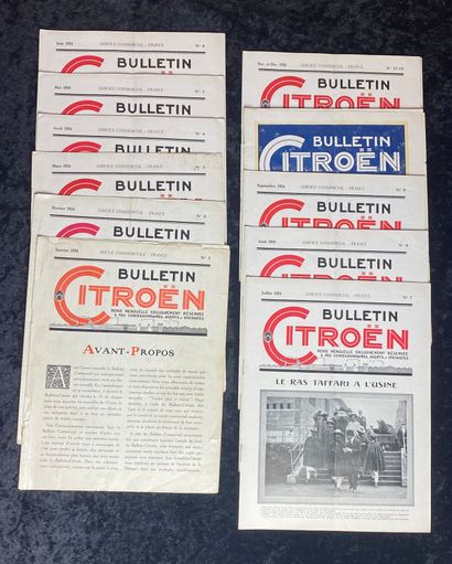 Bulletin Citroen Janvier à Décembre 1924. Série complète de 11 bulletins Citroën....