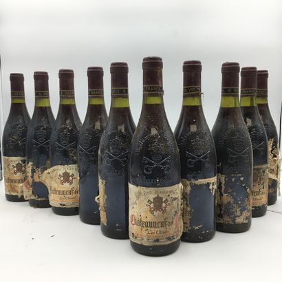 null 10 bouteilles CHÂTEAUNEUF DU PAPE (5 de 1989, 5 estimées de 1989) "Les Olivets"...