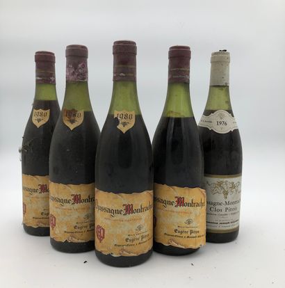 null 5 bouteilles : 1 CHASSAGNE-MONTRACHET 1976 Clos Pitois Domaine Joseph Belland,...