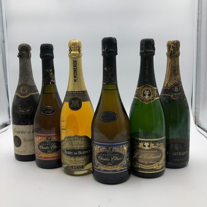 null 6 bottles : 1 CHAMPAGNE SOURIRE DE REINS Henri Abelé Demi-Sec, 1 CHAMPAGNE CHARLES...