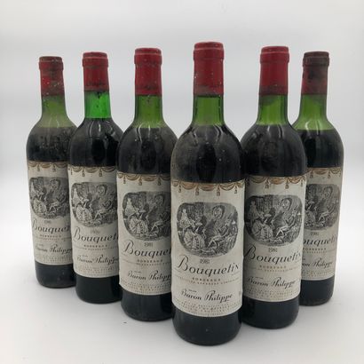 null 6 bouteilles : 1 BOUQUETIN 1976 Bordeaux, 5 BOUQUETIN 1981 Bordeaux 

(N. 2...