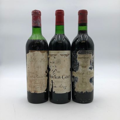 null 3 bouteilles : 1 CHÂTEAU MOUTON BARON PHILIPPE 1973 Pauillac, 1 MOUTON-CADET...