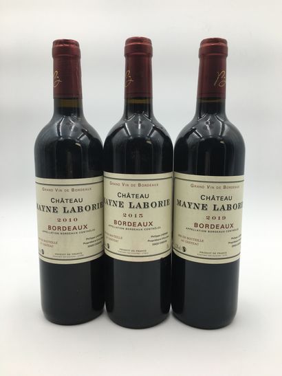 null 3 bouteilles : 1 CHÂTEAU MAYNE LABORIE 2010 Bordeaux, 1 CHÂTEAU MAYNE LABORIE...