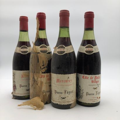 null 4 bouteilles : 2 Mercurey 1966 Pierre Léger, 2 Côte de Nuits Village 1964 Pierre...