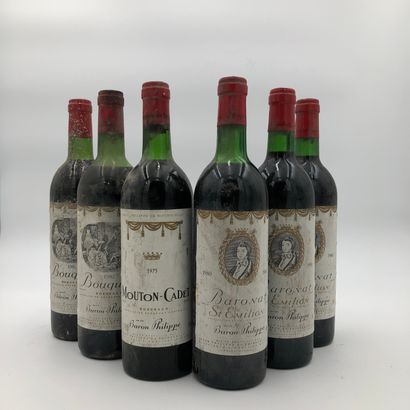 null 6 bouteilles : 1 BOUQUETIN 1981 Bordeaux, 1 BOUQUETIN 1982 Bordeaux, 1 MOUTON-CADET...