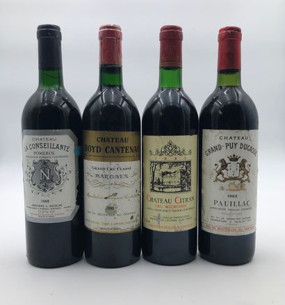 null 4 bouteilles : 1 CHÂTEAU LA CONSEILLANTE 1988 Pomerol, 1 CHÂTEAU BOYD CANTENAC...