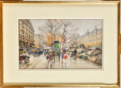 null EUGENE GALIEN-LALOUE (1854-1941)

Book dealers on the quays in autumn

Gouache

Signed...