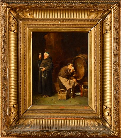 null ANTOINE JULES PELLETIER 

(French school of the 19th century)

Monks tasting...